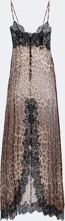 Dolce & Gabbana Lace-trimmed silk-blend chiffon slip dress