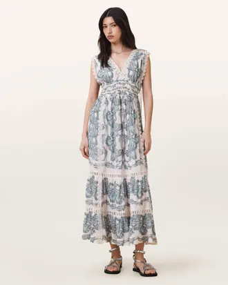 AllSaints Xanthe Lace-Trimmed Maxi Dress