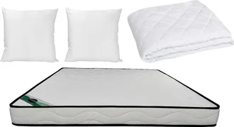 Vente-Unique Conjunto de cama 160 x 200 cm colch&oacute;n de espuma y tejido de bamb&uacute; de 15 cm de grosor + edred&oacute;n + 2 almohadas - KANANI de NATUREA