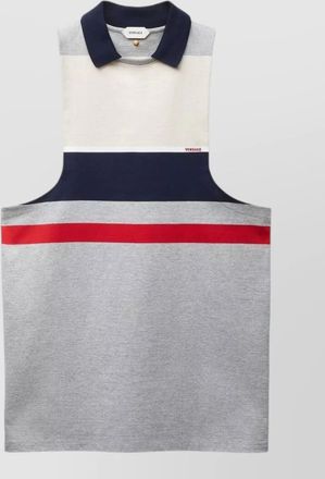 Versace cotton ribbed sleeveless polo mini dress
