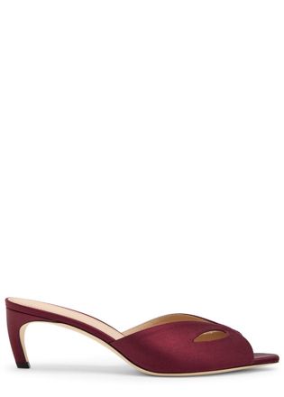 Victoria Beckham Harlow Mask 55 Satin Mules - Burgundy - 36 (IT36/ UK3)