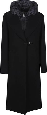 Fay Double Front Hooded Long Wool Coat