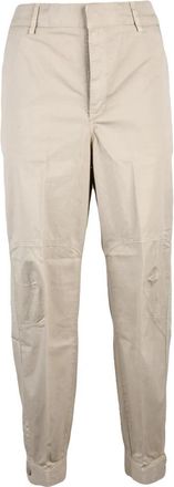 Dondup Laurie Broeken - Dames - Broeken - Beige - W28 - Katoen - Broeken