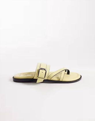 Free People Womens Belted Cross Strap Sandal In Sun-Kissed Yellow Leather