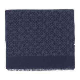 Ferragamo Wool Scarf with Hooks - male - Ferragamo - Winter Scarves - Blue - ONE SIZE - Accessories