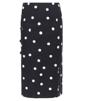 Monse black white polka dot stif cotton button side pencil skirt US0 26