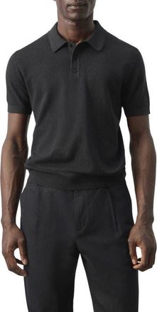 Mango Fine Knit Polo in Black at Nordstrom, Size Xx-Large