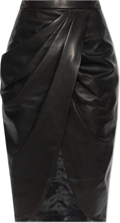 Balmain Lange Lamslederen Rok - Dames - Leren & Su&egrave;de rokken - Zwart - XS - Leer - Rokken