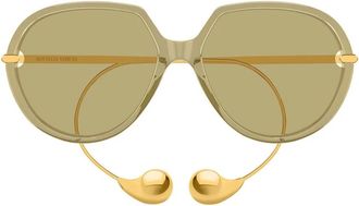 Bottega Veneta Oversized Ronde Zonnebril - unisex - Zonnebrillen - Geel - 60 MM - Accessoires