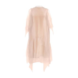 Prada Kleedjes, Dames, Beige, S, Leer, Sleeveless Voile Dress