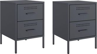 vidaXL Bedside Cabinets 2 pcs Anthracite 36x39x50.5 cm Steel Vidaxl