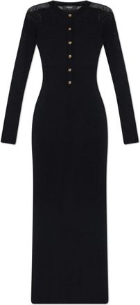 Versace Aansluitende jurk - Dames - Kleedjes - Zwart - L - Wol - Kleedjes