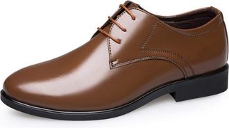 Generic Dress Oxford Shoes for Men Lace Up Round Toe Patent Leather Derby Shoes Slip Resistant Block Heel Anti-Slip Non Slip Low Top Classic(Brown,8.5 UK)
