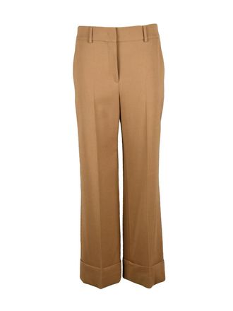 Slowear Wide-Leg Beige Trousers with Cuffed Hem and Tailored Finish