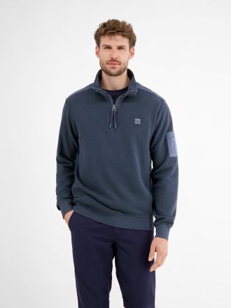 Lerros Sweatshirt LERROS Sweattroyer in Zig-Zag-Struktur, Herren, Gr. M, blau (classic navy), 100% Baumwolle, Sweatshirts Sweatshirt