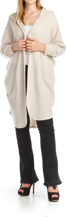 Papillon Waffle Knit Hooded Cardigan In Oatmeal