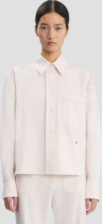 Victoria Beckham Long Sleeve Shirt In Bone - 10 - Womens