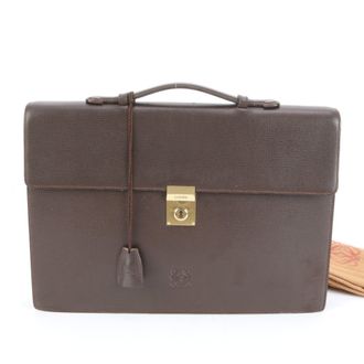 Loewe Brown Leather Briefcase Tote Bag (Pre-Owned)