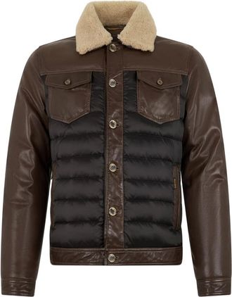Moorer Winter Jackets, male, Brown, S, Quilted Jacket with Fur Collar