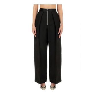 Khaite Dames, Broeken, Zwart, Maat: 2XS Leer