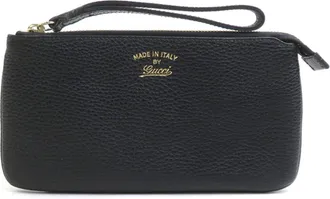 Gucci Black Leather Clutch Bag Pouch (Pre-Owned)