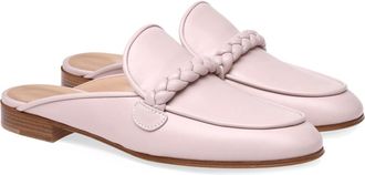 Generic Womens Casual Closed Toe Mules Fashion Slip on Round Toe Flat Dress Shoes Comfortable Backless Mules Slippers for Party Evening Office Wear,Pink,2.5 U