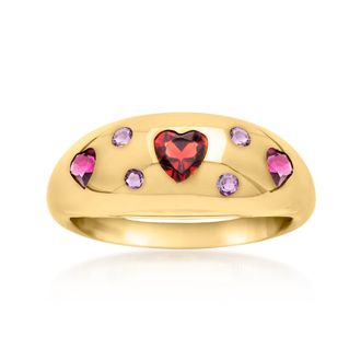 Ross-Simons Multi-Gemstone Heart Ring in 18kt Gold Over Sterling