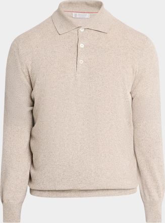 Brunello Cucinelli Men & apos;s Cashmere Long-Sleeve Polo Shirt