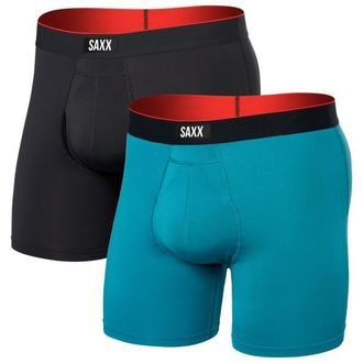 Saxx Multi-Sport Mesh Boxer Brief Fly 2-Pack Kunstfaserunterw&auml;sche f&uuml;r Herren | t&uuml;rkis