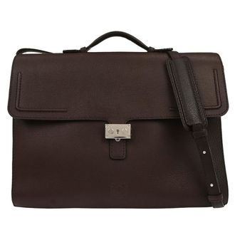 Loewe Leather Briefcase Leather Brown Leather Briefcase Bag (Pre-Owned)