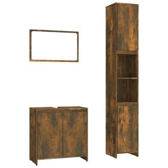 Berkfield Home 3 Piece Bathroom Furniture Set Smoked Oak Engineered Wood in Brown