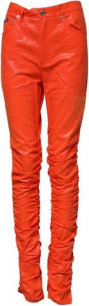Dolce & Gabbana Oranje High Waisted Skinny Denim Jeans - Dames - Slim Fit Broeken - Oranje - S - Denim - Broeken