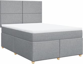 vidaXL Vidaxl - Cama Box Spring Con Colch&oacute;n Tela Gris Claro 140x200 Cm