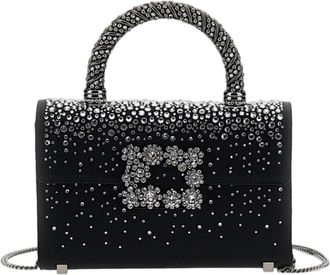 Roger Vivier Textured Handbag With Crystal Embellishments And Chain Strap