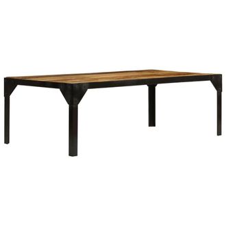 Berkfield Home Coffee Table Solid Rough Mango Wood & Steel 110 cm in Brown