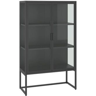 vidaXL Aparador De Acero Y Cristal Templado Antracita 80x35x135 Cm Vidaxl