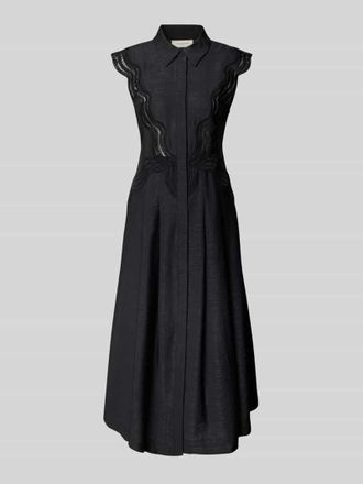Copenhagen Muse Midikleid aus Viskose-Mix mit Lochspitze Modell COLE in Black, Gr&ouml;&szlig;e L