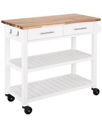 Seville Classics Acacia Top Kitchen Cart