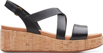 Clarks Kimmei Cork, Wedge Sandal, Black