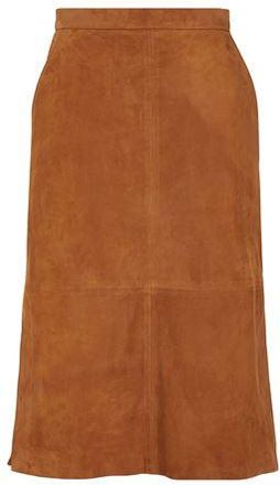 8 by YOOX SUEDE LEATHER SIDE-SLIT MIDI SKIRT