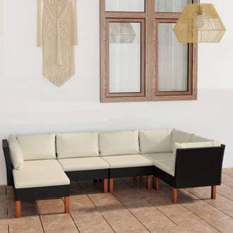 vidaXL Vidaxl - Set De Muebles De Jard&iacute;n 6 Pzas Y Cojines Rat&aacute;n Sint&eacute;tico Negro
