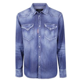 Dsquared2 Klassiek Western Shirt - Heren - Spijkeroverhemden - Blauw - 3XL - Katoen - Overhemden