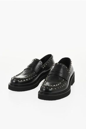 Valentino Leather ROCKSTUD Penny Loafers with Studs size 43,5