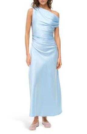 Staud Phare One-Shoulder Stretch Silk Midi Dress in Cloud at Nordstrom Rack, Size 6