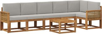 vidaXL Conjunto De Sof&aacute;s De Exterior 7 Uds. Natural Y Gris Claro Vidaxl