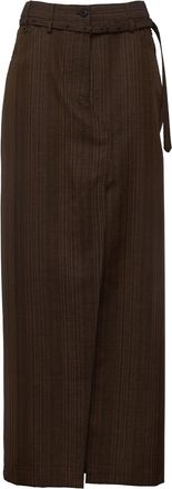 Dries Van Noten Silvannaz W. W. Floor-Length Front Slit Wool Maxi Skirt