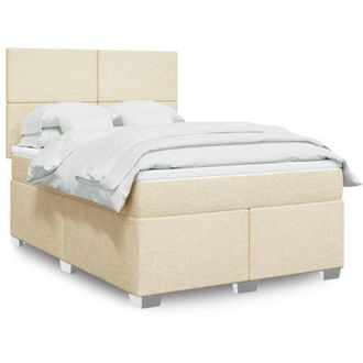 vidaXL Vidaxl - Cama Box Spring Con Colch&oacute;n Tela Color Crema 140x200 Cm