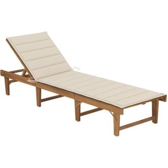 vidaXL Tumbona Plegable Con Coj&iacute;n Madera Maciza De Acacia Vidaxl