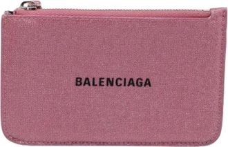 Balenciaga Pre-owned Wallets, female, Pink, Size: ONE SIZE Pre-owned Cash Zip Card Holder in Pink Glitter