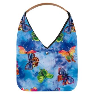 Generic Blue Tie Dye Butterfly Pattern Reusable Lightweight Grocery Bags - Foldable Into Compact Pouch, Washable & Sturdy, Multipurpose for Shopping and Trave